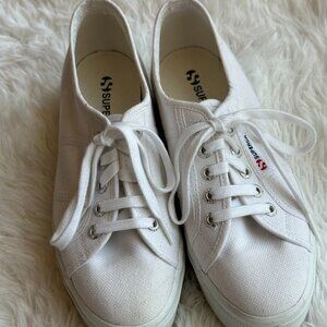 Superga White Platform Canvas Sneakers Size EU 37 1/2 (7W)